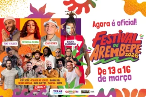 Festival de Arembepe 2026 terá quatro dias de festa e mais de 50 atrações em Camaçari